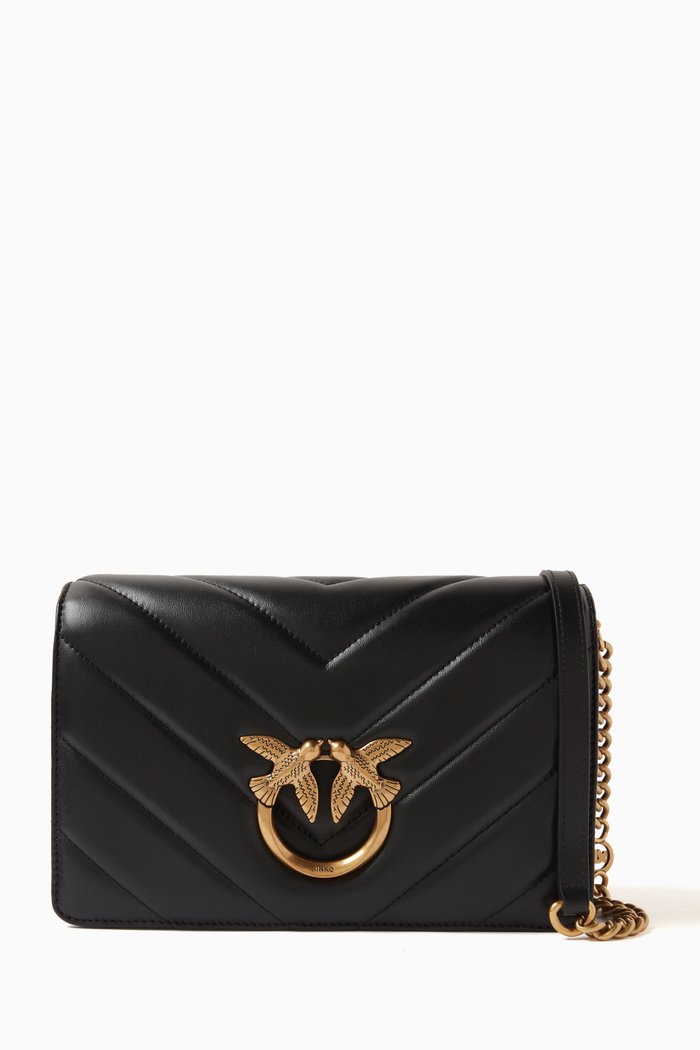 

Love Click Shoulder Bag in Quilted Leather, Black