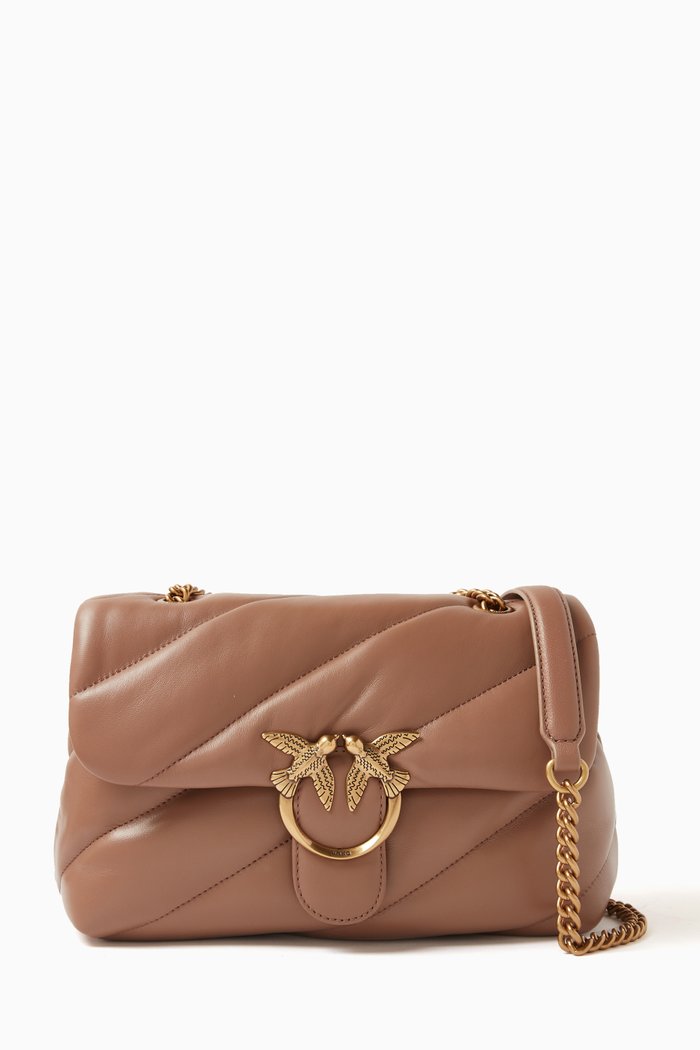 

Classic Love Puff Bag in Maxi Quilt Nappa, Brown
