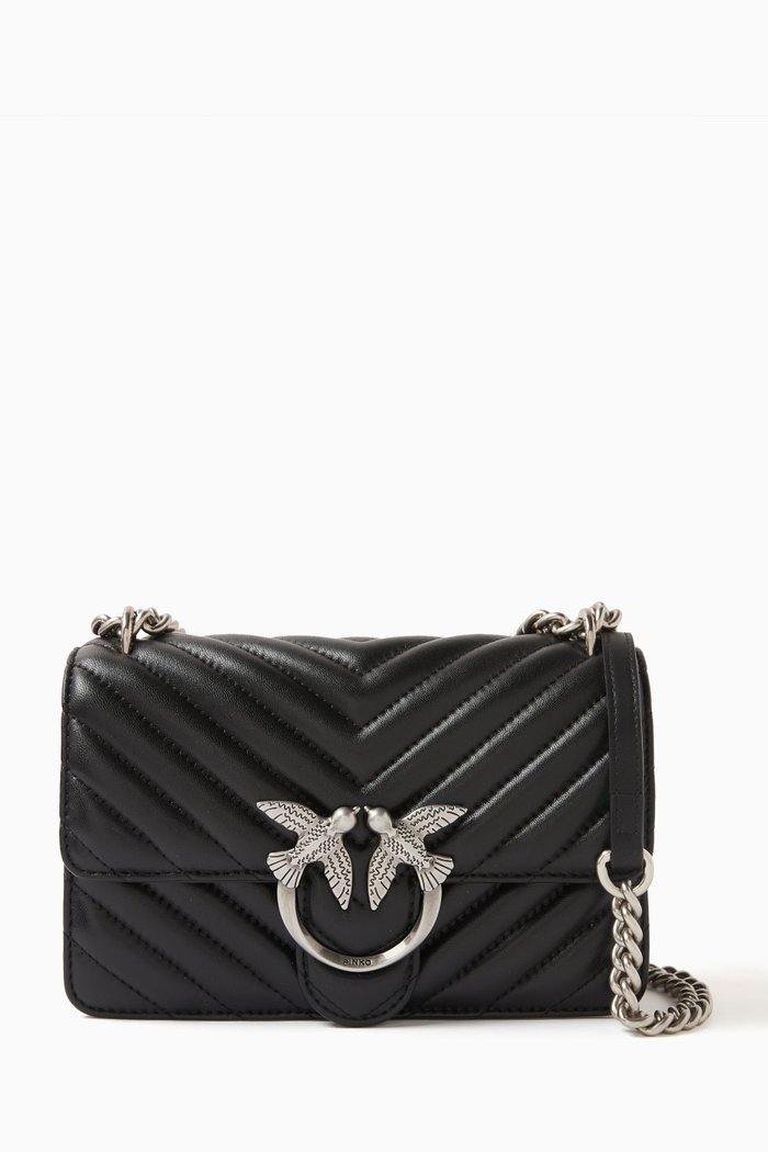 

Mini Love Icon Crossbody Bag in Quilted Leather, Black