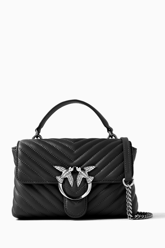 

Mini Love Lady Puff Top Handle Bag in Chevron Leather, Black