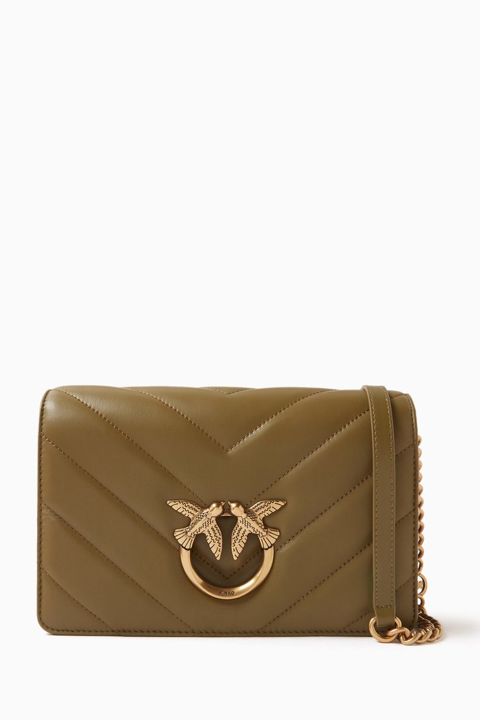 

Love Click Shoulder Bag in Quilted Leather, Green