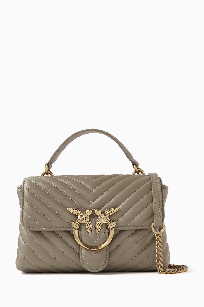 

Mini Love Lady Puff Top Handle Bag in Chevron Leather, Neutral
