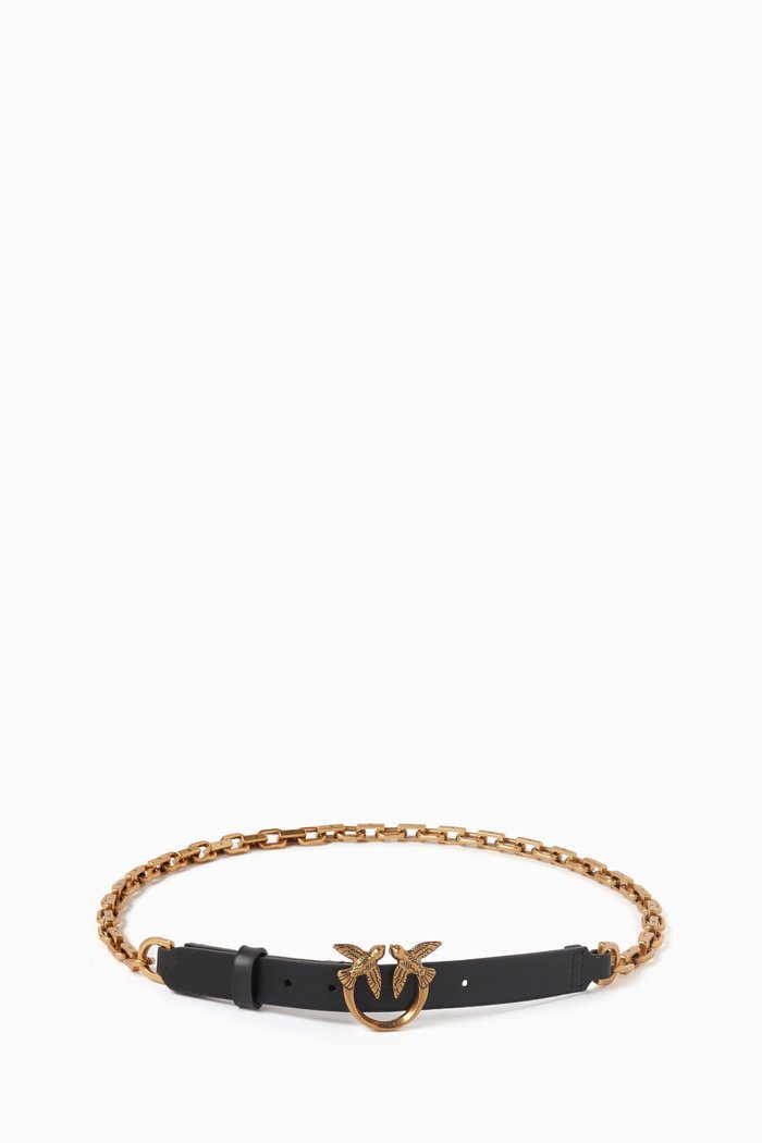 

Love Day Chain Belt in Smooth Leather, Black