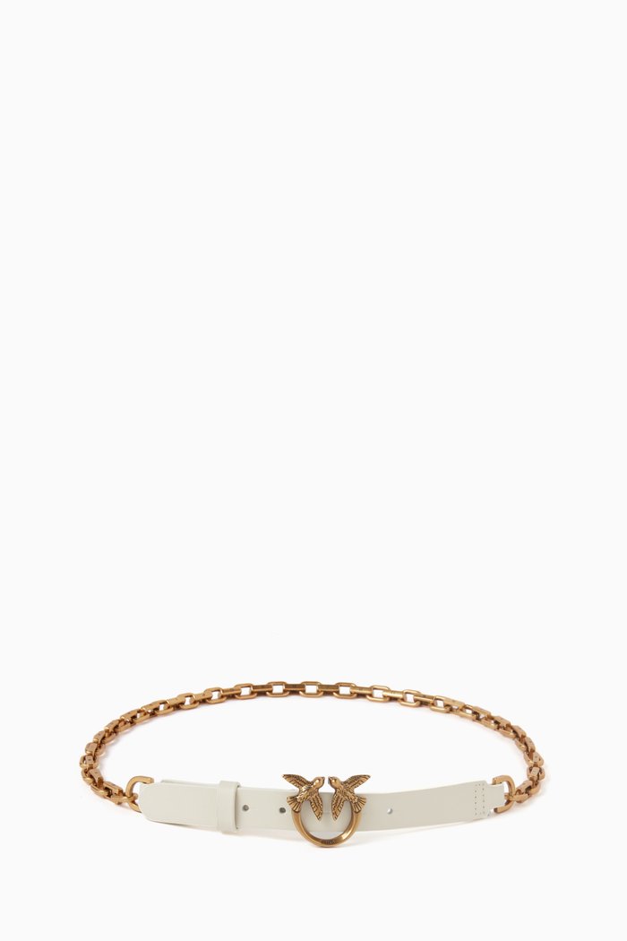 

Love Day Chain Belt in Smooth Leather, White
