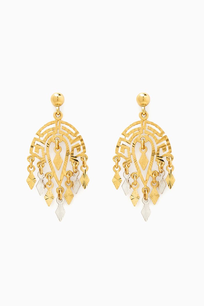 

Lydia Arabesque Dangle Earrings in 18kt Yellow & White Gold, Multicolour