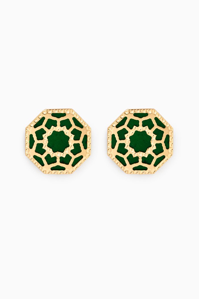 

Amelia Marrakesh Mother of Pearl Stud Earrings in 18kt Yellow Gold