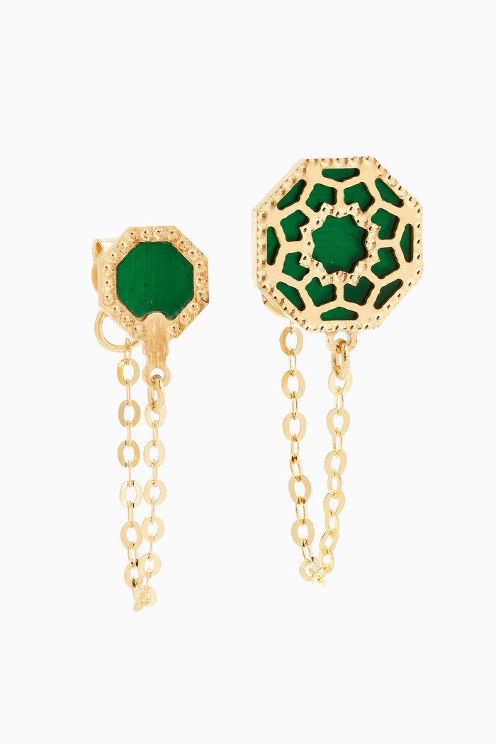 

Amelia Marrakesh Mother of Pearl Mismatching Stud Earrings in 18kt Yellow Gold