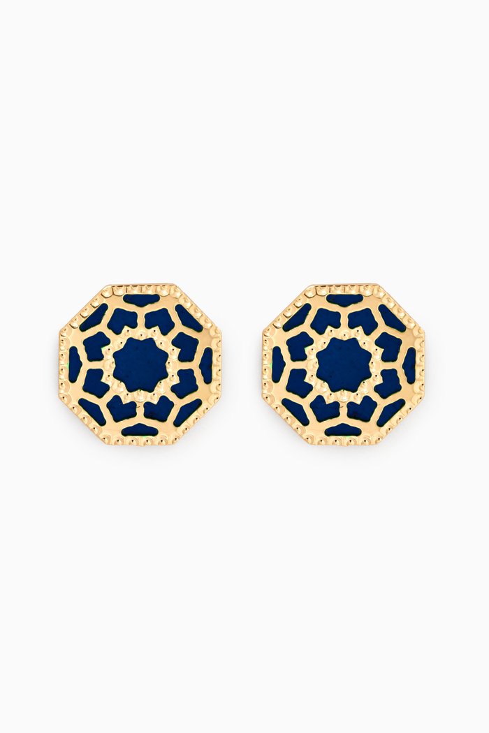 

Amelia Marrakesh Mother of Pearl Stud Earrings in 18kt Yellow Gold