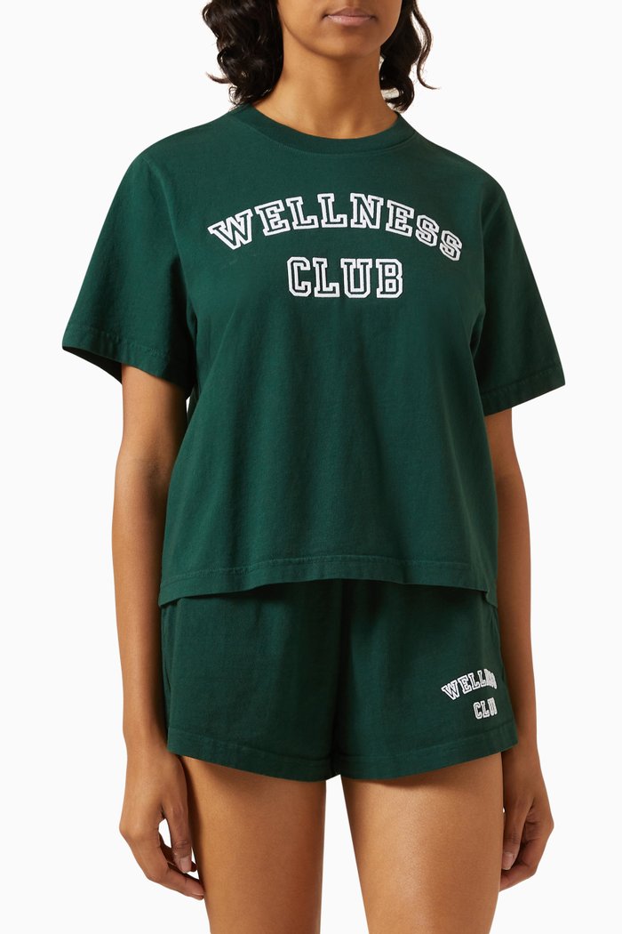 

Wellness Club Flocked Logo T-shirt in Cotton-jersey, Green