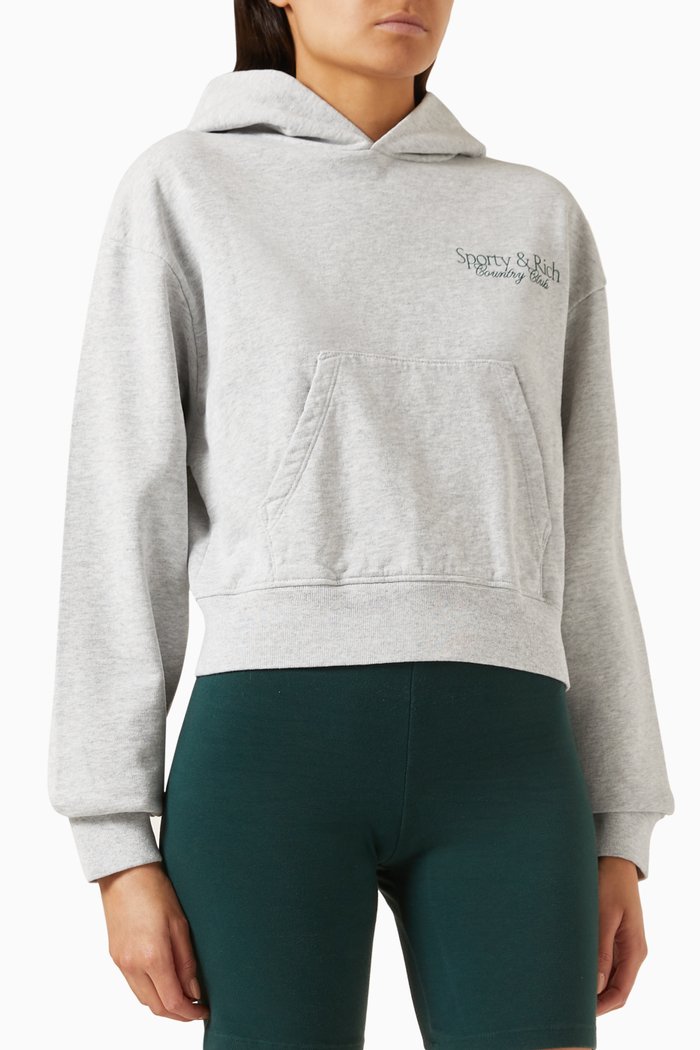 

SR Country Club Crop Hoodie in Cotton-fleece, Grey