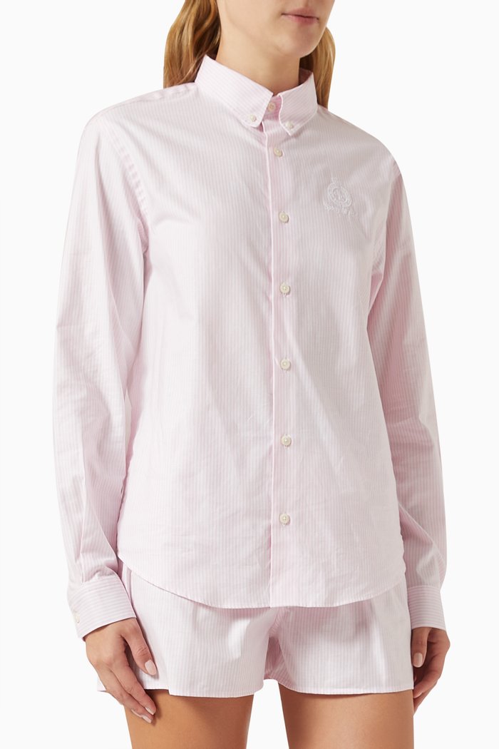

Crown Logo Oxford Shirt in Cotton, Pink