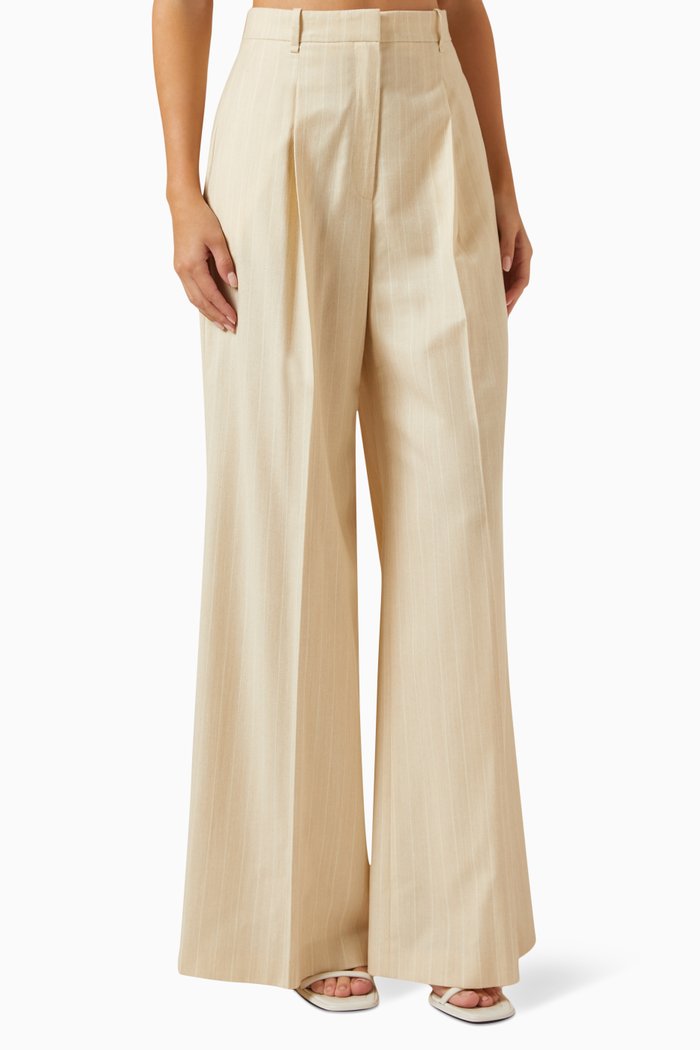 

Taciana Pinstripe Flared Pants in Stretch-wool, Neutral