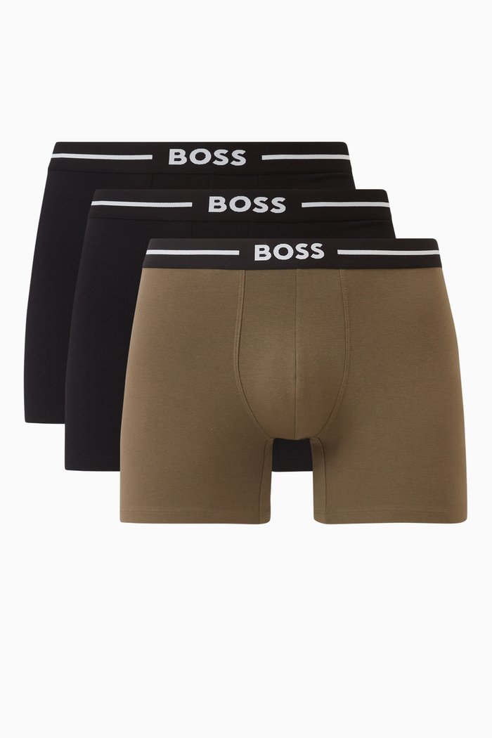 

Boxer Briefs in Cotton Stretch, Set of 3, Black