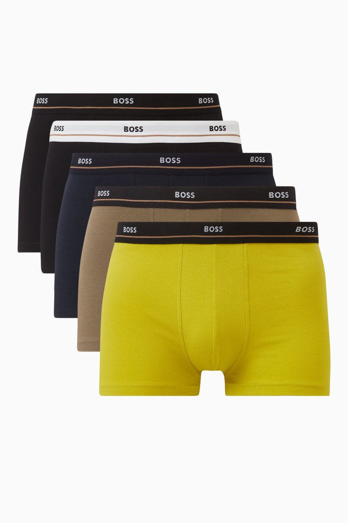 

Essential Logo Trunks in Cotton Stretch, Set of 5, Black
