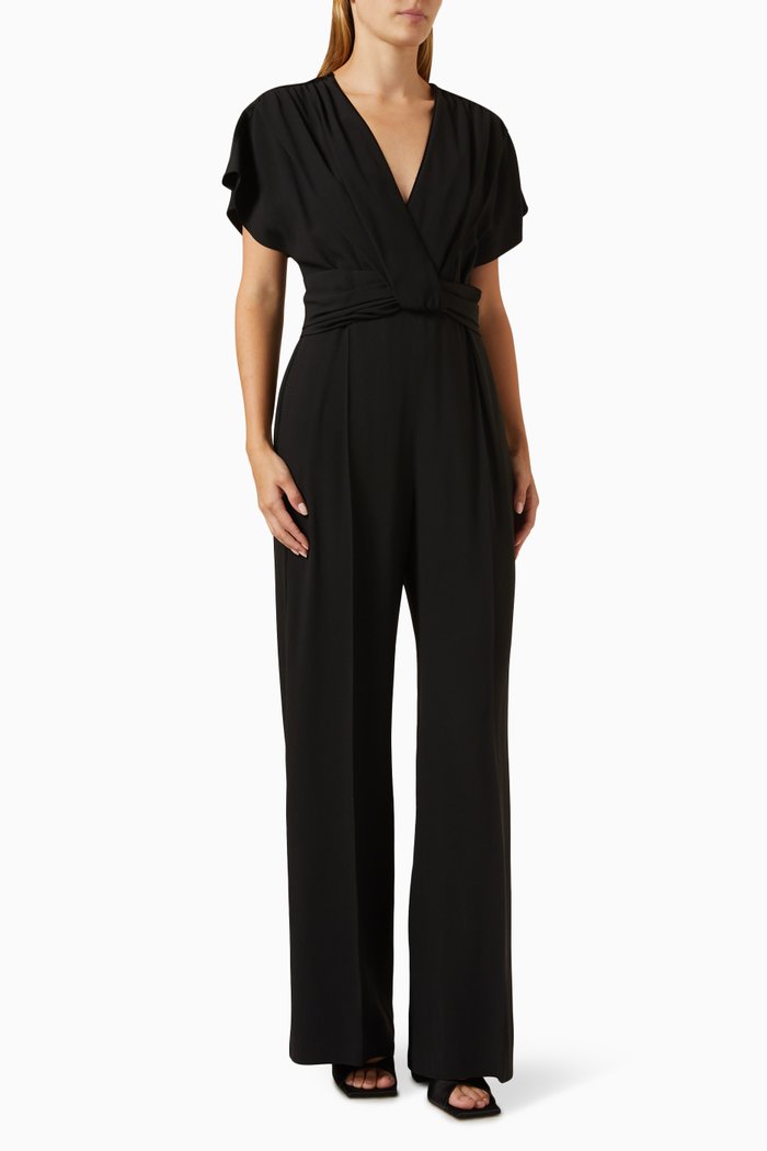 

Debassa Slim-fit Jumpsuit in Crepe, Black
