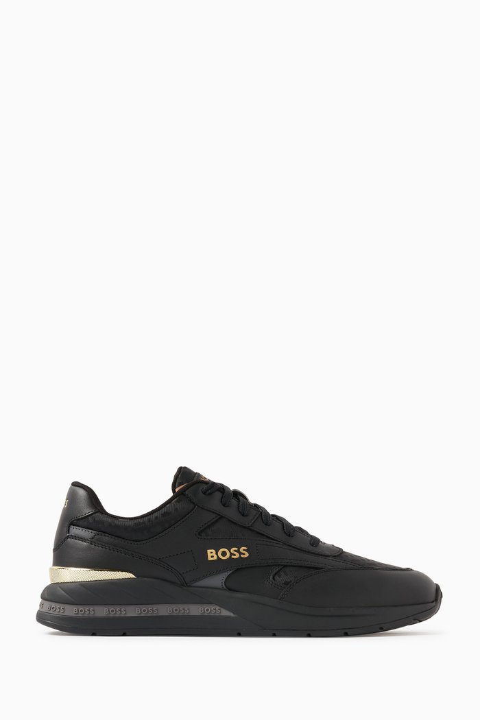 

Kurt Runn Sneakers in Leather & Jacquard, Black