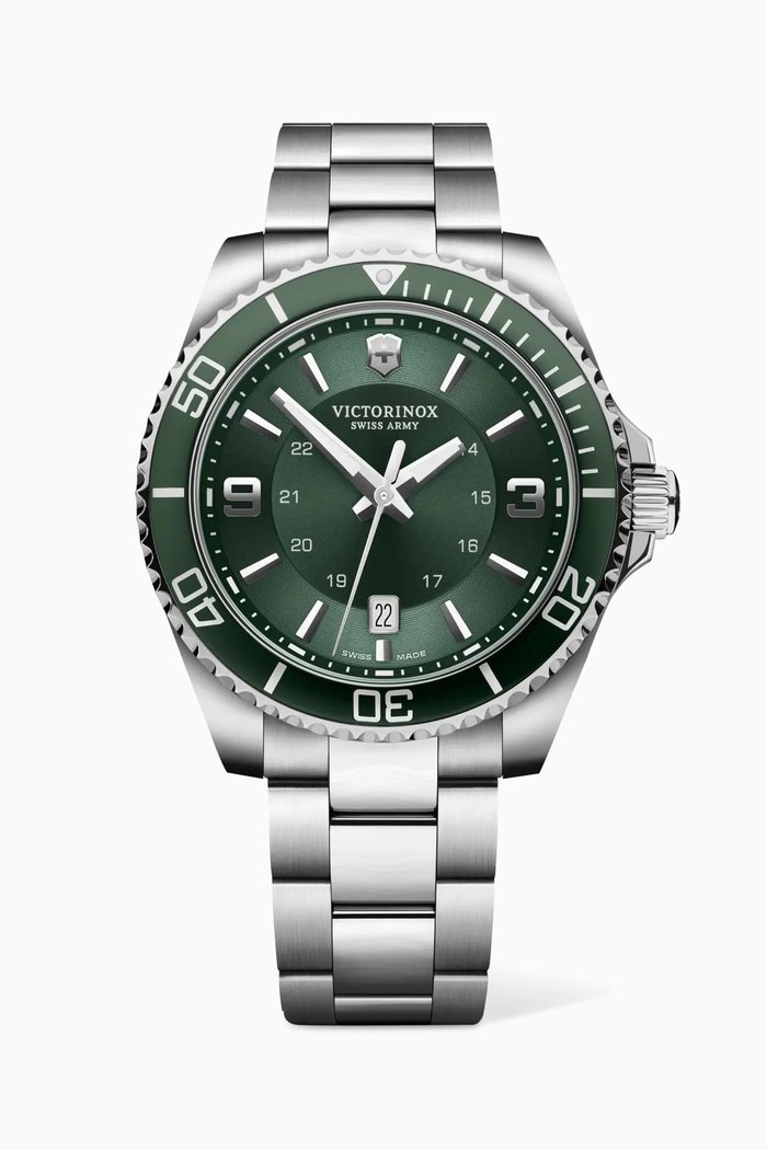 

Maverick Large Watch in Stainless Steel, Green