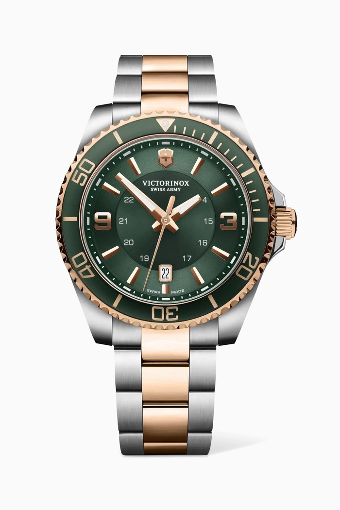 

Maverick Large Watch in Stainless Steel, Green