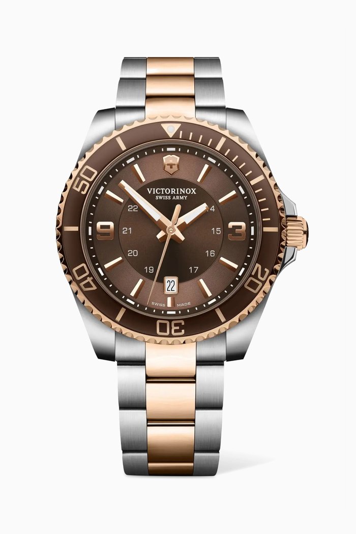 

Maverick Large Watch in Stainless Steel, Brown
