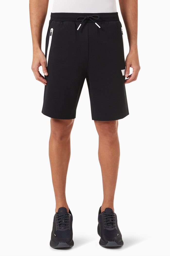 

Logo Stripe Shorts in Cotton Stretch, Black