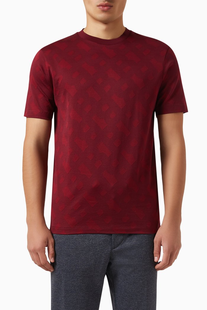 

Monogram-jacquard T-shirt in Mercerized Cotton, Red