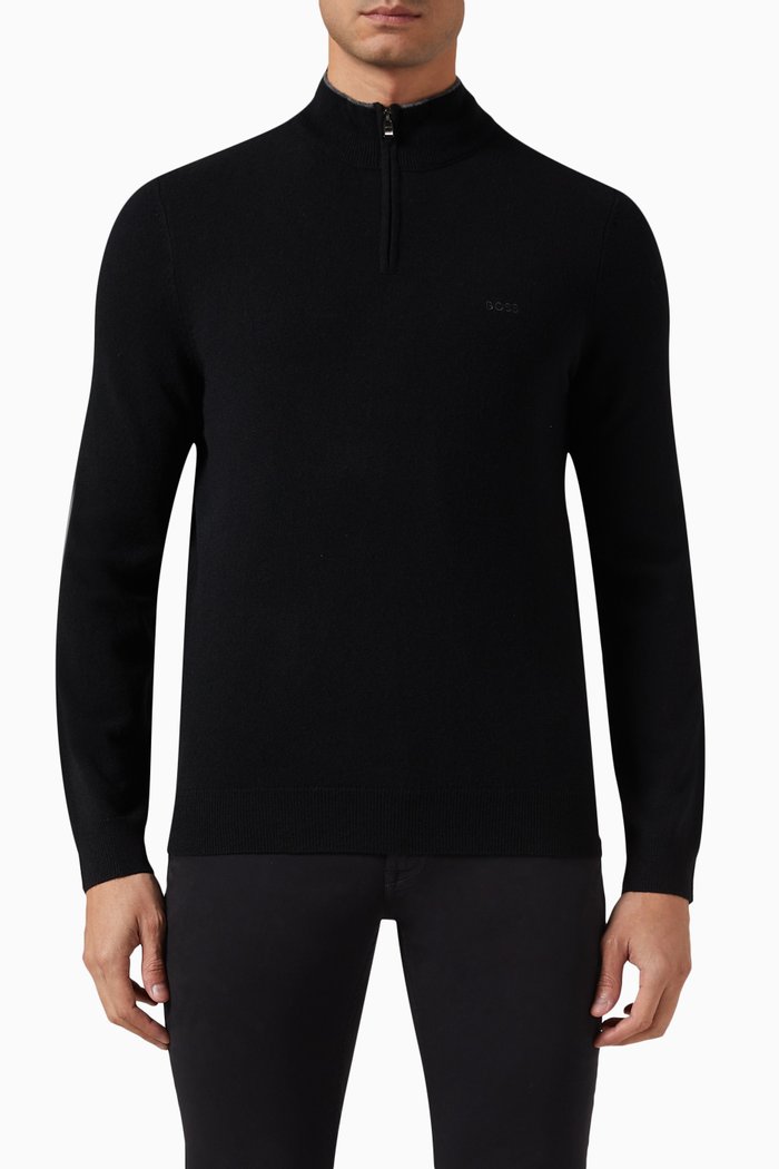 

Marlo Zip Sweater in Wool, Black