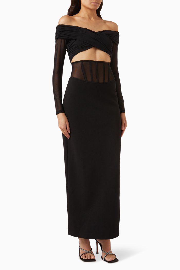 

Marceline Dress in Bonded Crepe, Black