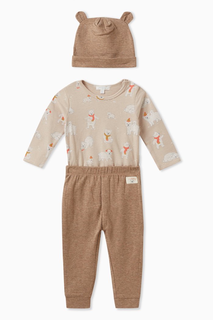 

Arctic Animal Bodysuit 3-piece Gift Set in Organic Cotton Blend, Neutral