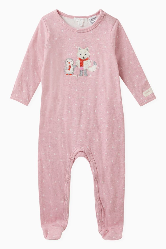

Mini Spot Sleepsuit in Organic Cotton, Pink