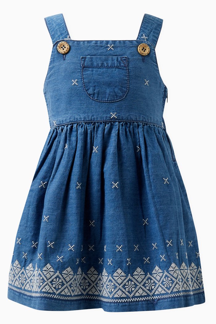 

Snowflake-motif Dress in Organic Cotton, Blue