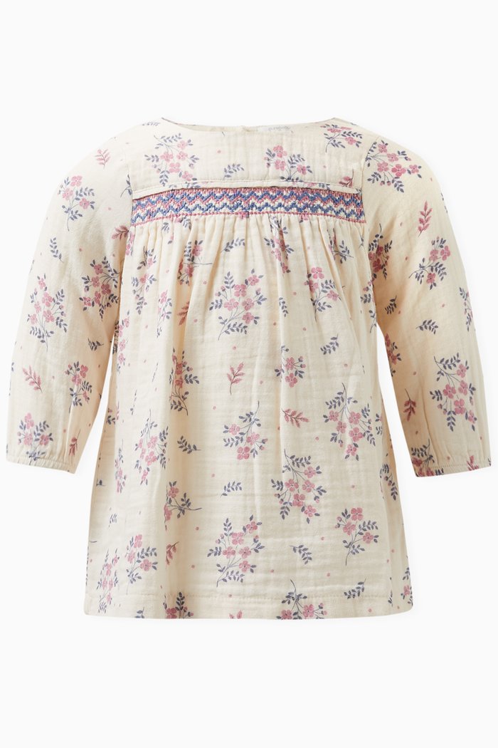 

Floral-motif Dress in Organic Cotton, White