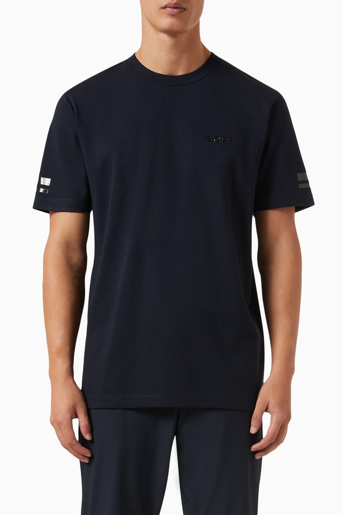 Logo T-shirt in Cotton Piqué, Blue