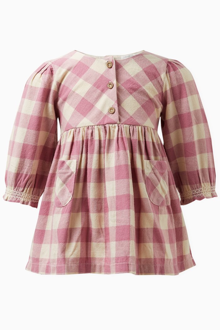 

Check-print Dress in Organic Cotton, Pink