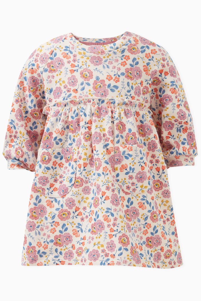 

Floral-motif Dress in Organic Cotton, Pink
