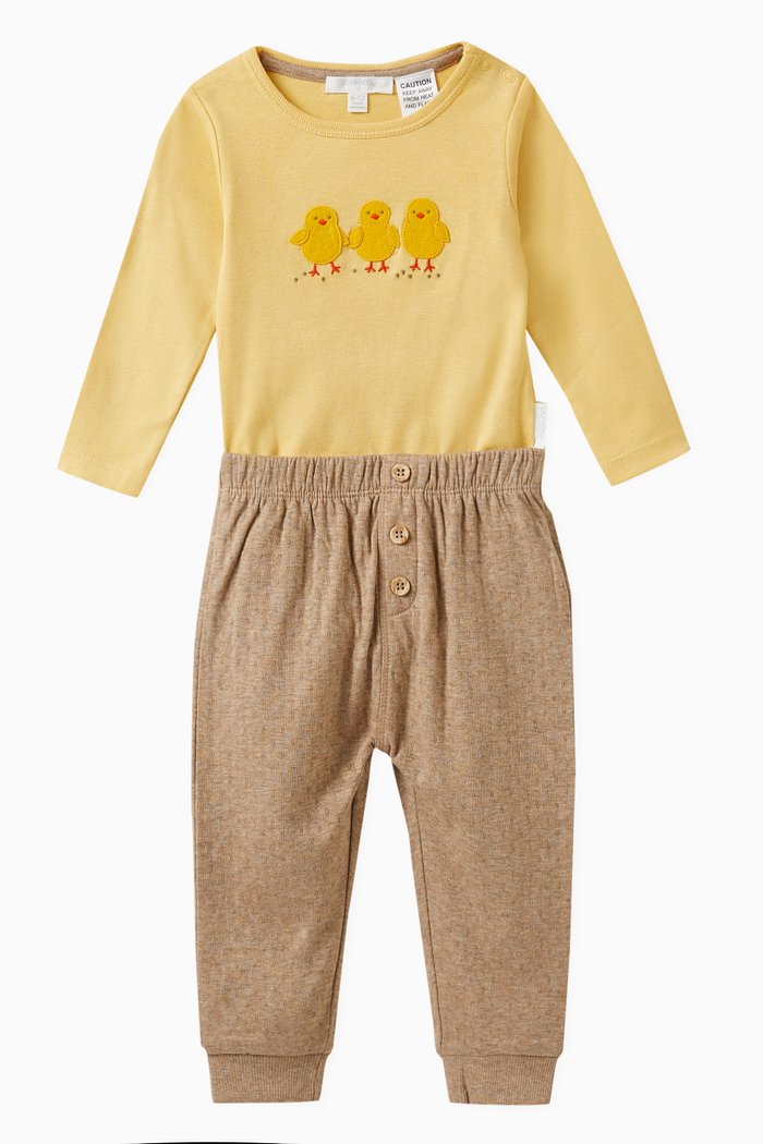 

Duck-embroidered Gift Set in Organic Cotton, Neutral