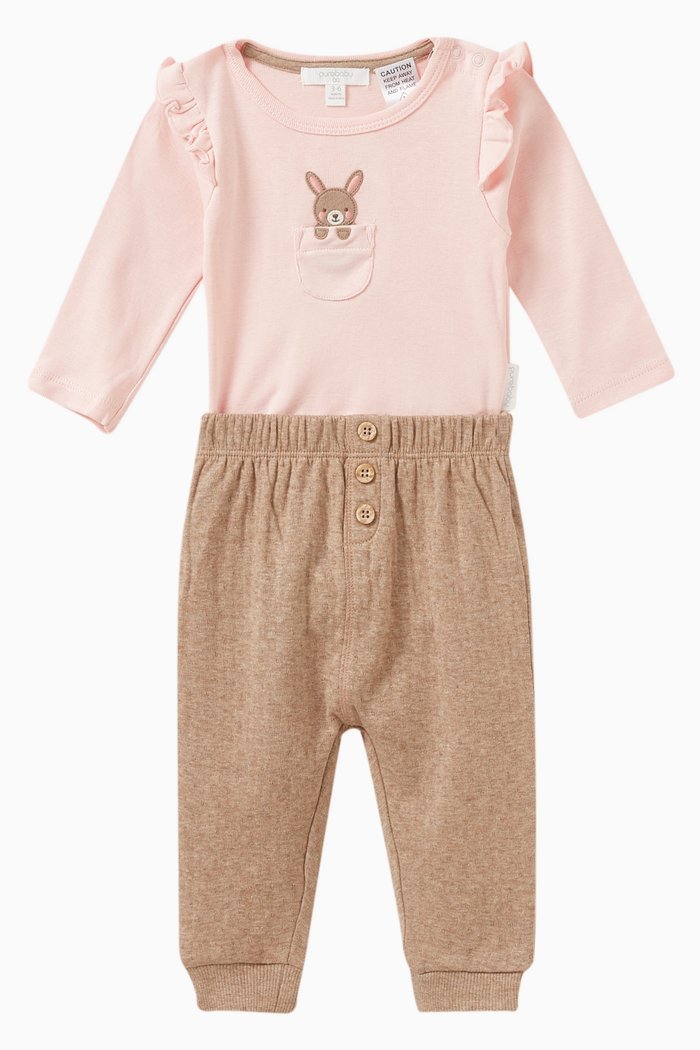 

Bunny Bodysuit 2-piece Gift Set in Organic Cotton, Pink