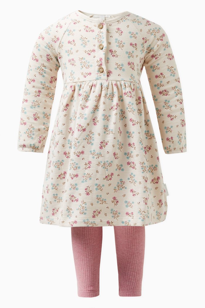 

Floral-motif Dress Set in Organic Cotton, Multicolour