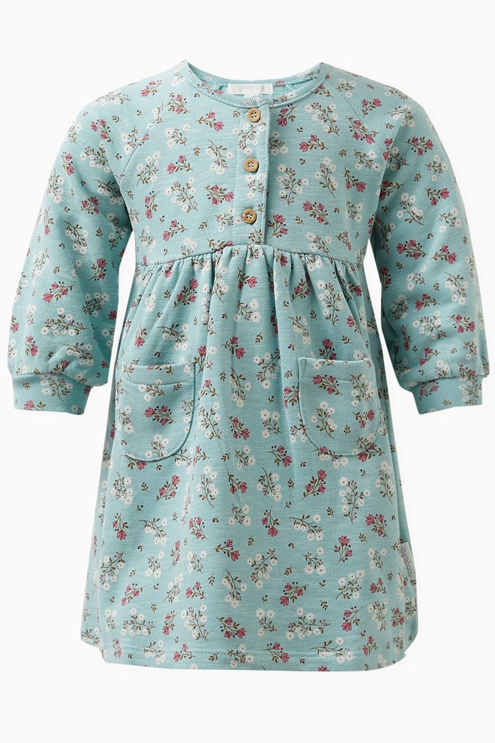 

Floral-motif Dress in Organic Cotton, Green