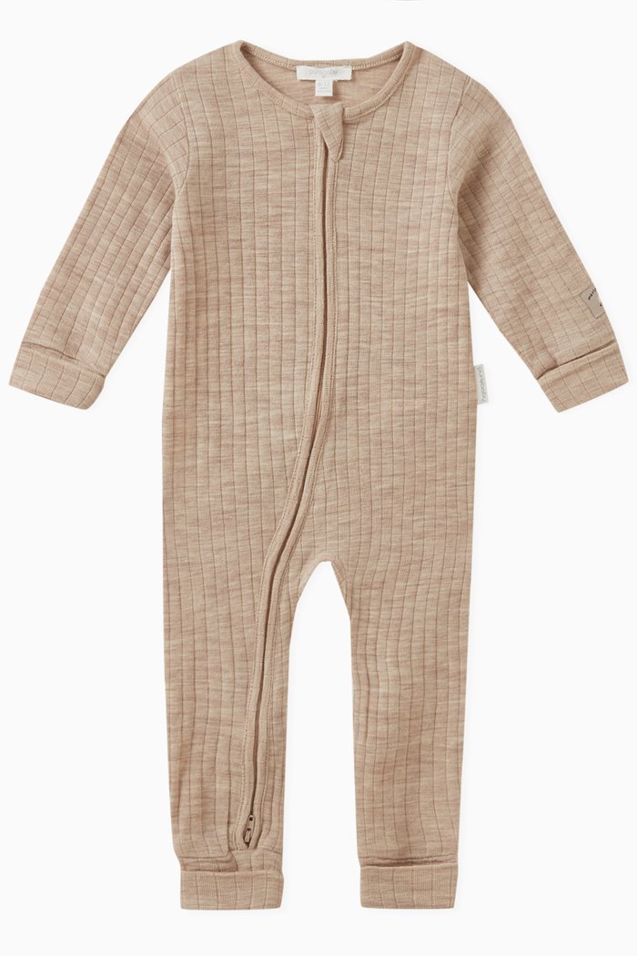 

Two-way Zip Romper in Wool, Neutral