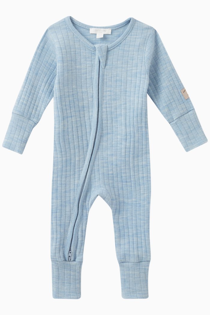

Two-way Zip Romper in Wool, Blue