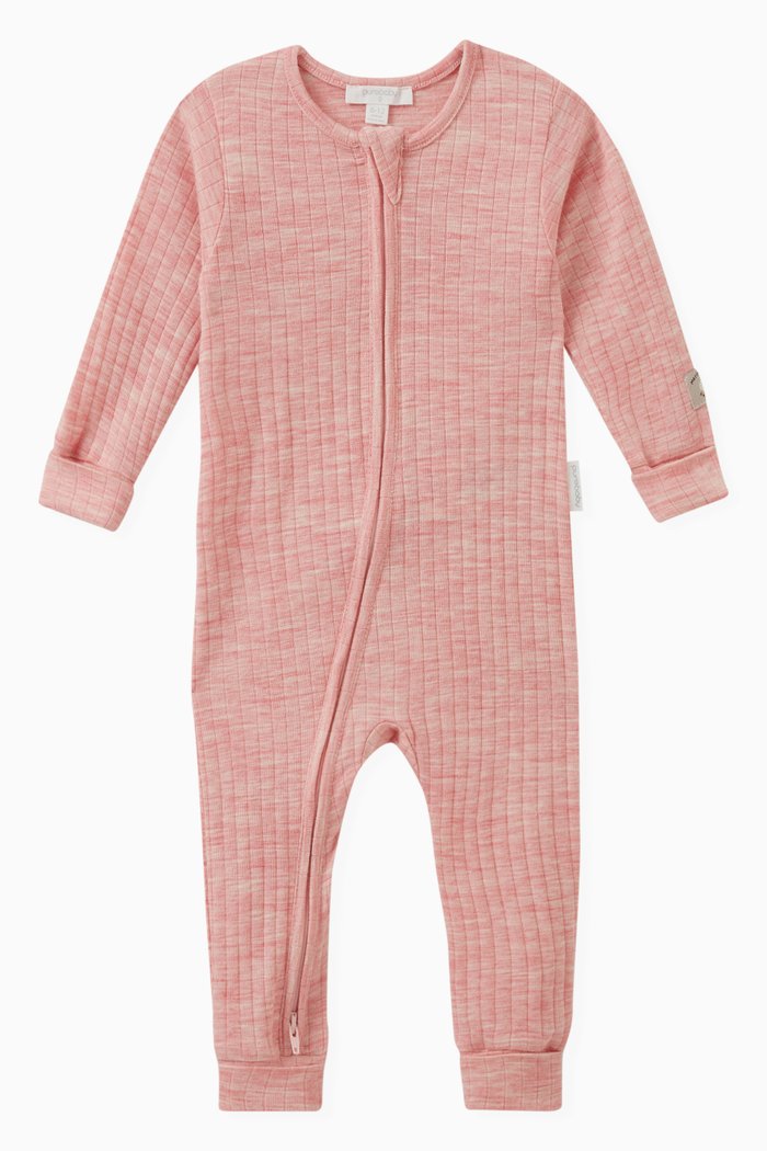 

Two-way Zip Romper in Wool, Pink