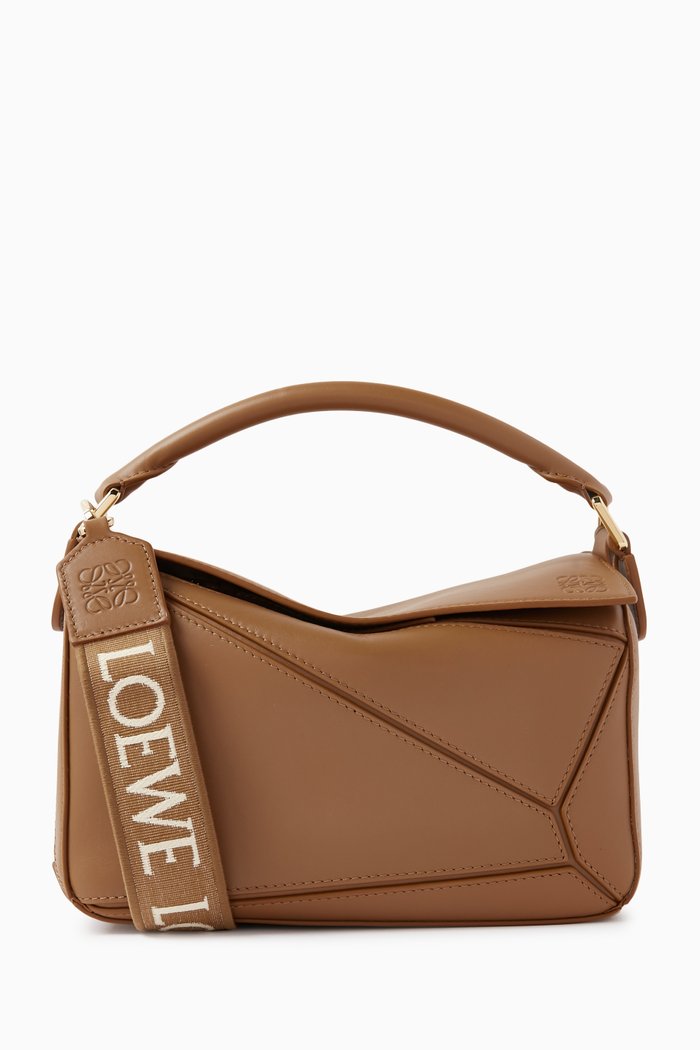 

Small Puzzle Bag in Satin-calfskin, Brown