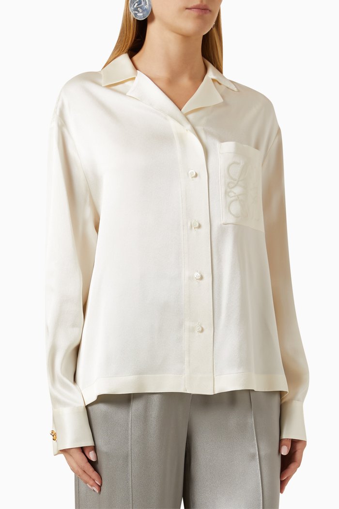 

Anagram Pyjama Blouse in Silk, White