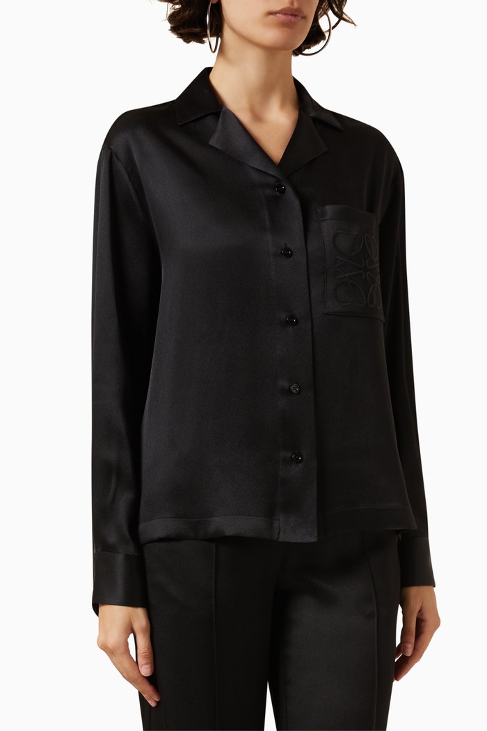 

Anagram Pyjama Blouse in Silk, Black