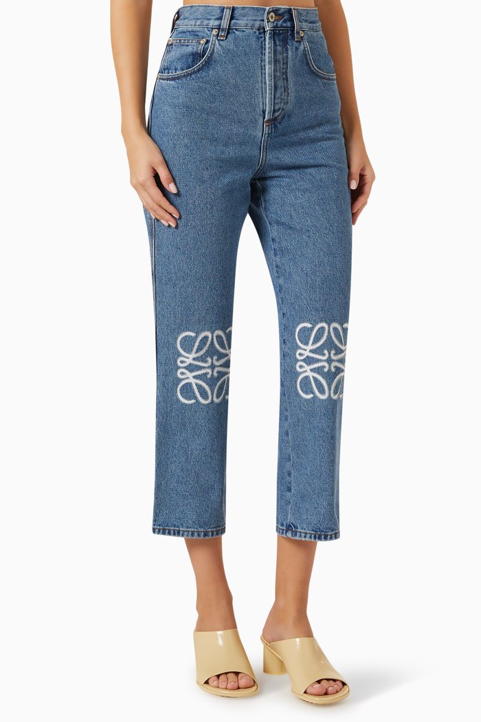 

Anagram Cropped Jeans in Denim, Blue