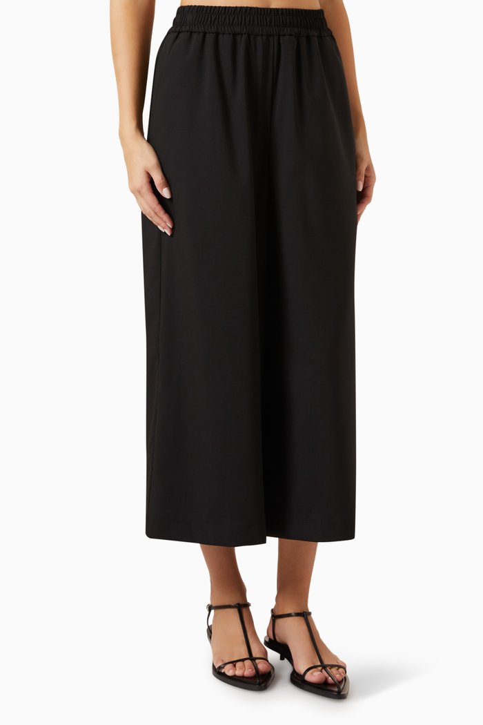 Cropped Pants in Wool, Black