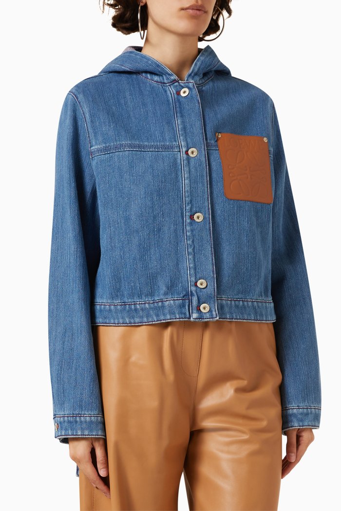 

Cropped Workwear Jacket in Denim, Blue