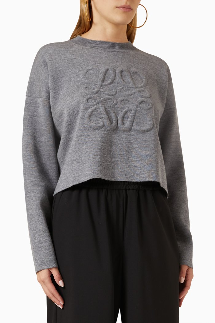 

Anagram Cropped Sweater in Wool, Grey