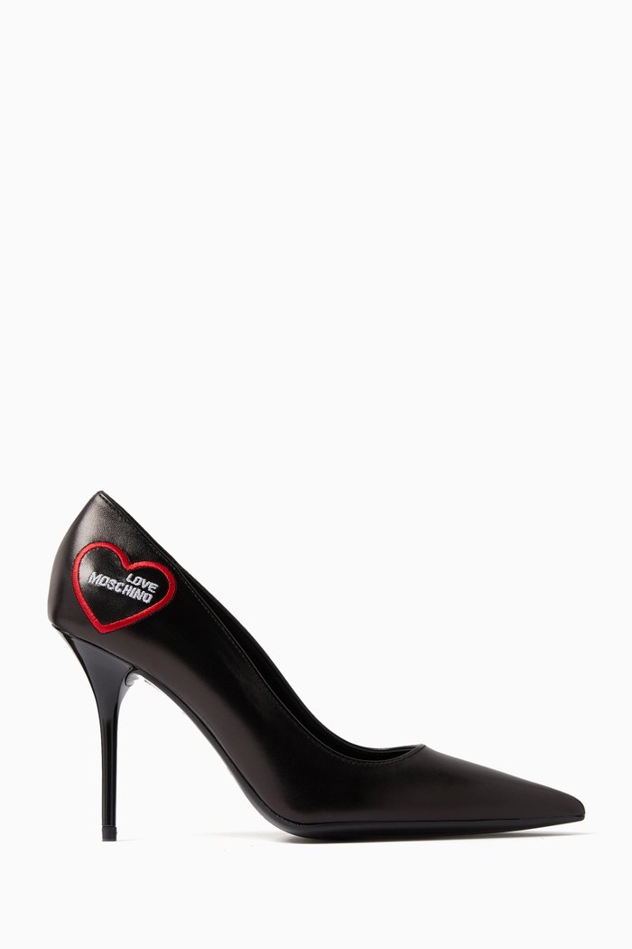 

Embroidery Heart 95 Pumps in Leather, Black