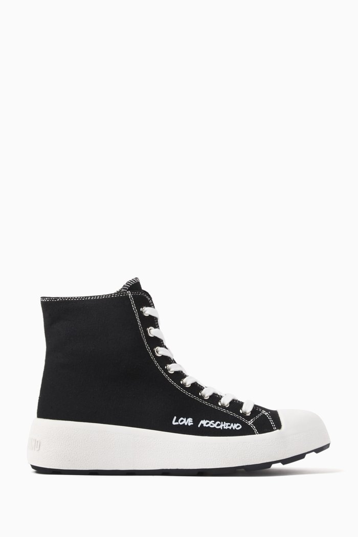 

Race Love High-top Sneakers in Canvas, Black